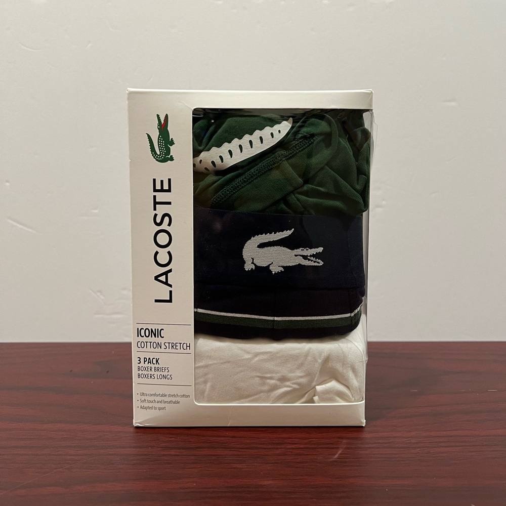 Lacoste, Iconic Cotton Stretch, 3 Pack Boxer Briefs